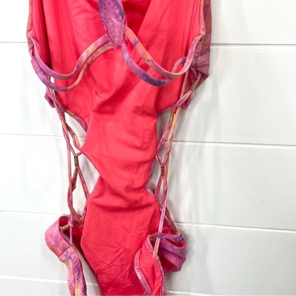 Ale by Alessandra Strappy Sexy Monokini Island Fire Pink Tie Dye XS Revolve - Picture 11 of 11